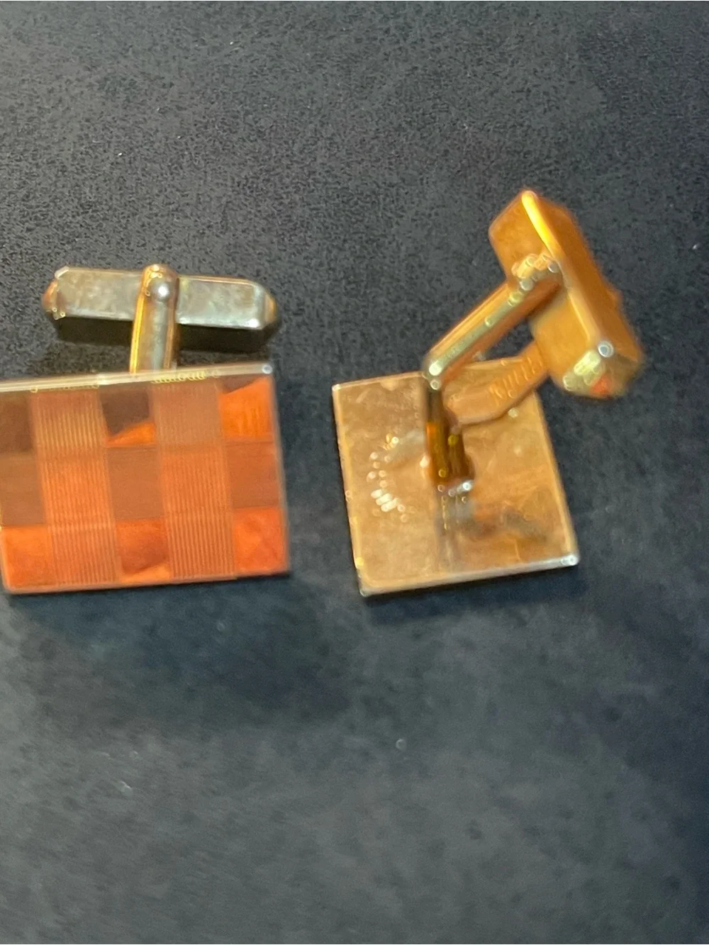 Vintage Men’s Signed “Swank “Checker Board Textured Cufflinks -Bullet Backs